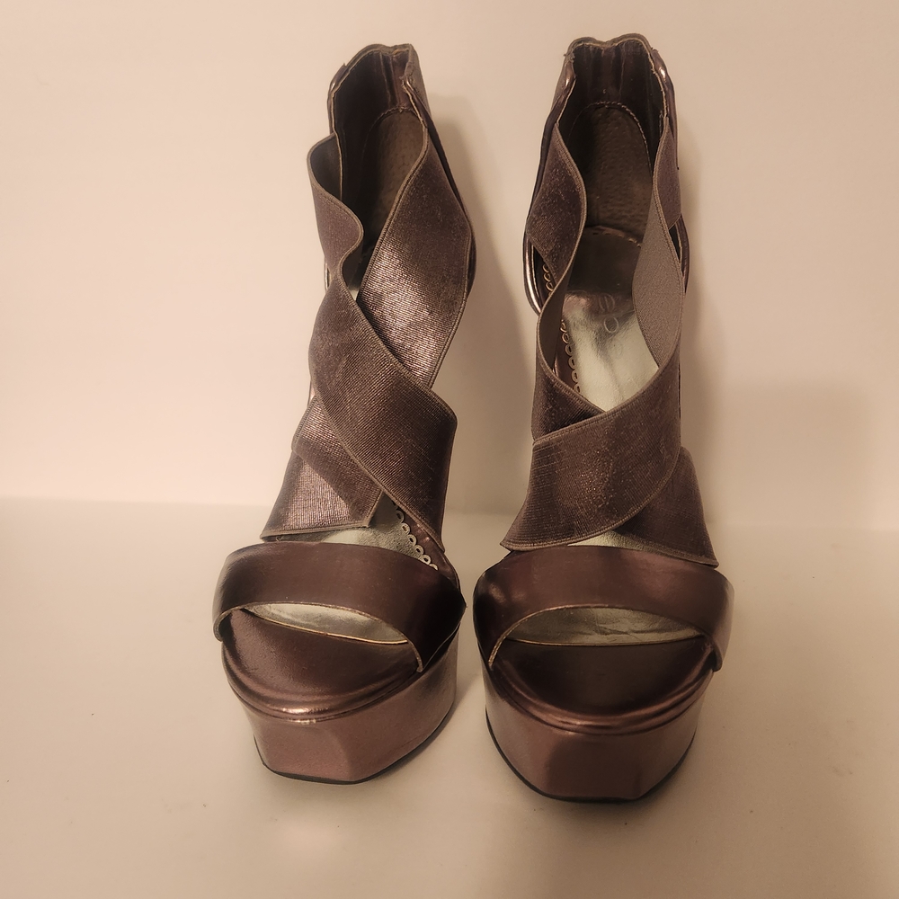 bebe Bronze Metallic Platform Heels